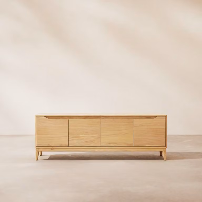 Tikamoon Gabrielle TV-meubel van massief mangohout - Beige/Bruin - B: 160 cm, D: 40 cm, H: 56 cm