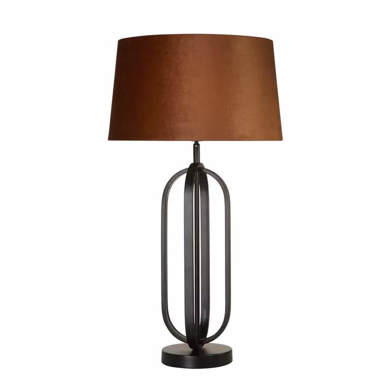 Searchlight Tafellamp Chic met Oranje Stoffen Kap en Zwart Metalen Onderstel - EU91101OR