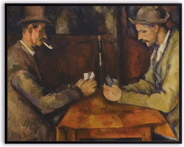 Paul Cézanne De Kaartspelers Fotolijst met glas B: 50 cm, H: 40 cm - Schilderij reproductie en poster