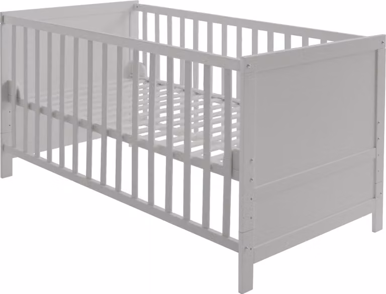 Roba Kombi kinderbed met spijlen, 3-voudig in hoogte verstelbaar en om te bouwen tot peuterbed, Taupe, B/D: 70 x 140 cm