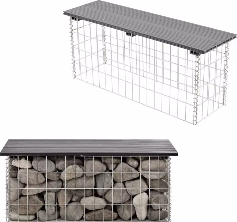 pro.tec WPC gabionenbank grijs voor in de tuin of op het terras