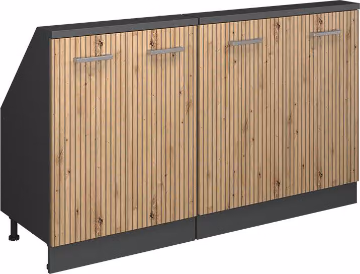 Vicco R-Line Keukenkast voor schuine wand, Artisanaal eiken, Set van 2, Model 58133