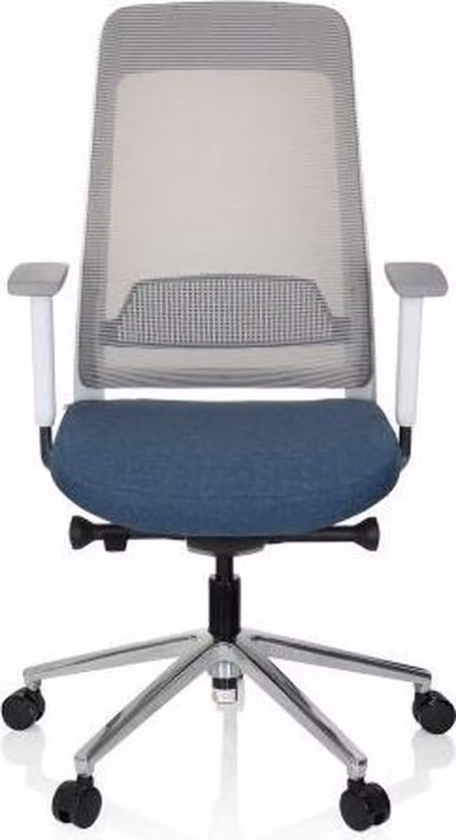 Hjh Office Ergonomische Bureaustoel met Armleuningen - Blauw/Grijs - Stof/Netstof