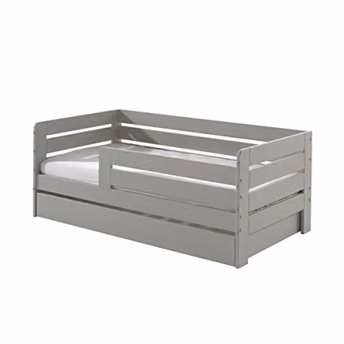 Vipack Juniorbed met horizontale panelen en lade, lichtgrijs, 70 x 160 cm
