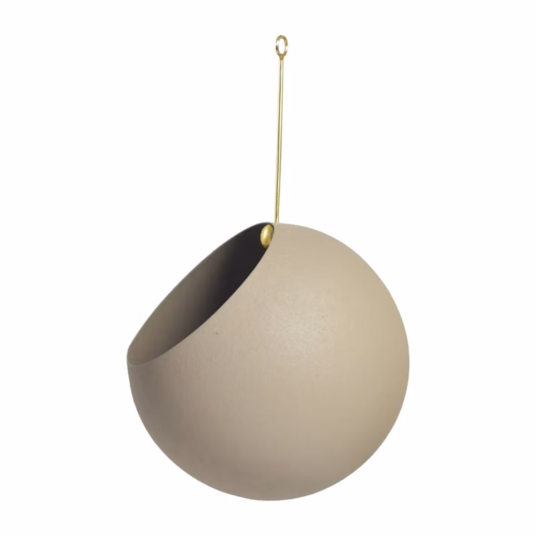 AYTM GLOBE hangende bloempot beige keramiek Diameter: 17 cm, Hoogte: 28 cm