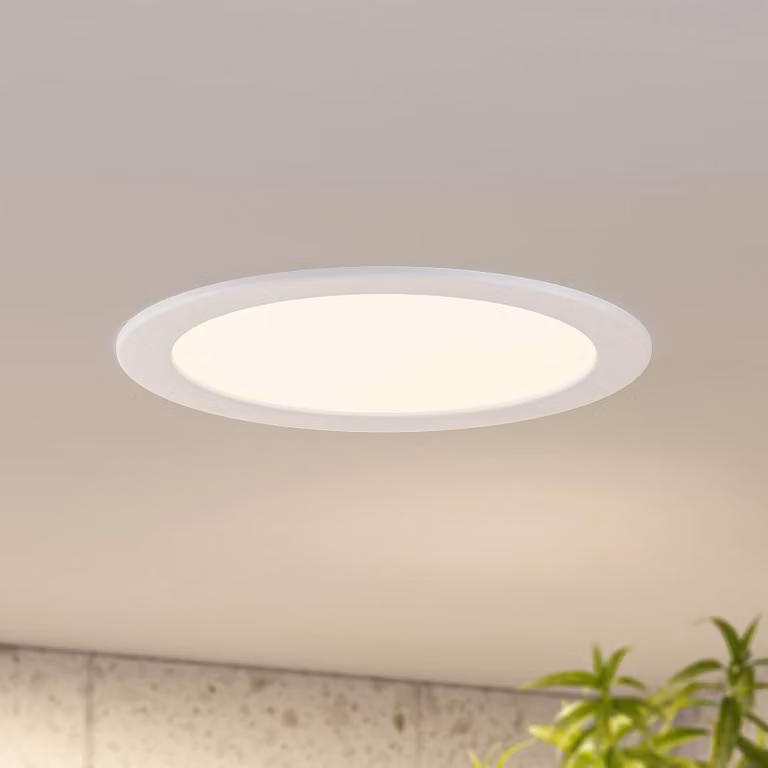 Prios LED inbouwlamp Cadance, wit, set van 10, CCT dimbaar, IP44, modern, diameter: 24 cm