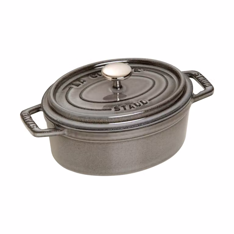 Staub La Cocotte ovale gietijzeren pan, 1 l, grafietgrijs