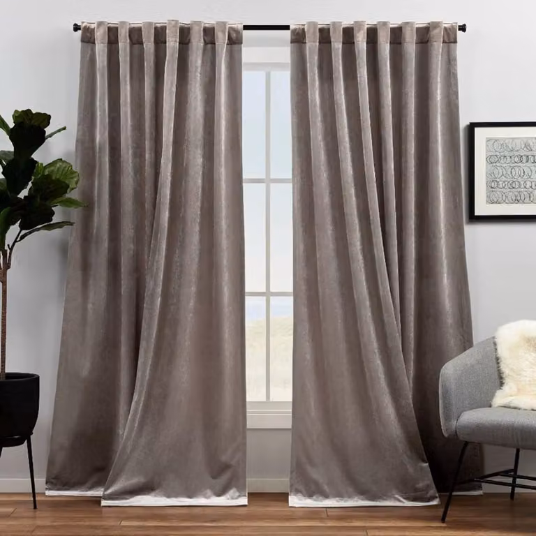 Luxe Zware Fluweel Gordijnen Taupe - Lichtfilterend - B/D/H: 132 x 248 cm