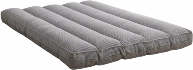 Bananair Futon matras met afneembare hoes in lichtgrijs ribfluweel voor tweepersoons logeerbedden, 140 x 190 cm