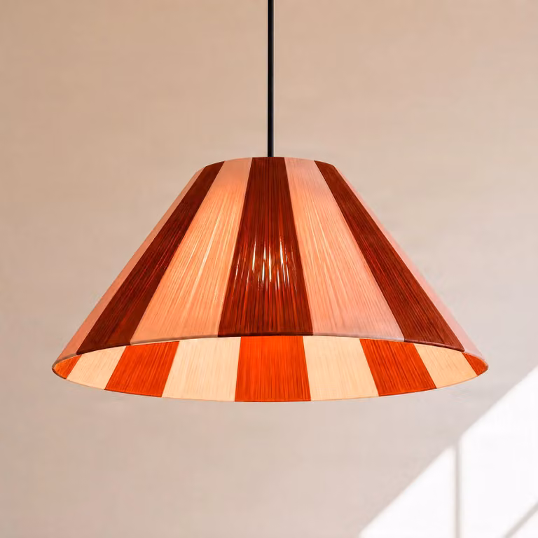 Lindby Suly hanglamp, rood/roze, katoen, Ø 45 cm