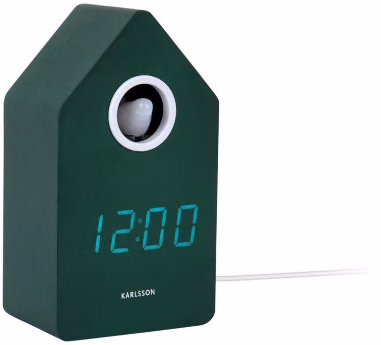 Karlsson Cuckoo Led Digitale Wekker - Groen - H 15,8 x B 9 x D 9 cm