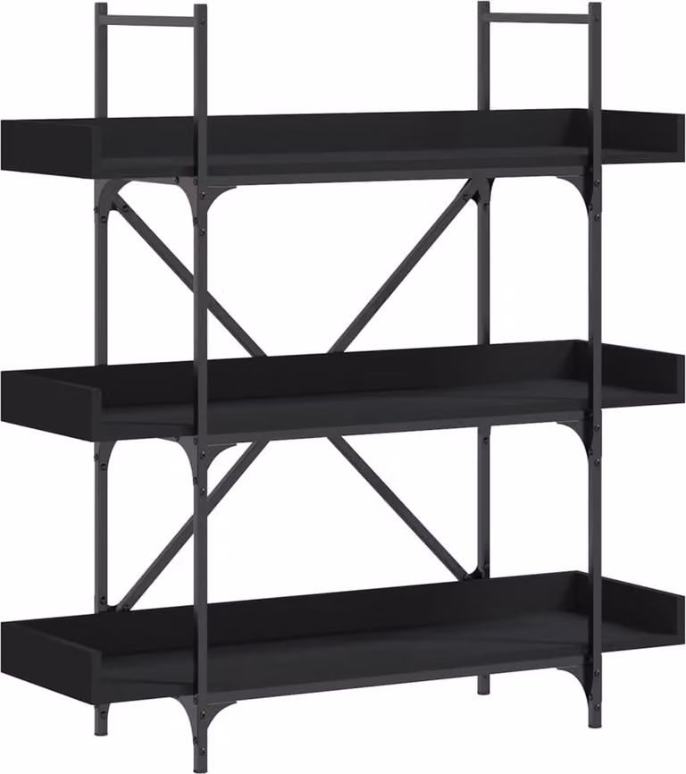 vidaXL Boekenkast 3-laags zwart hout B/D/H: 100 x 33 x 108,5 cm