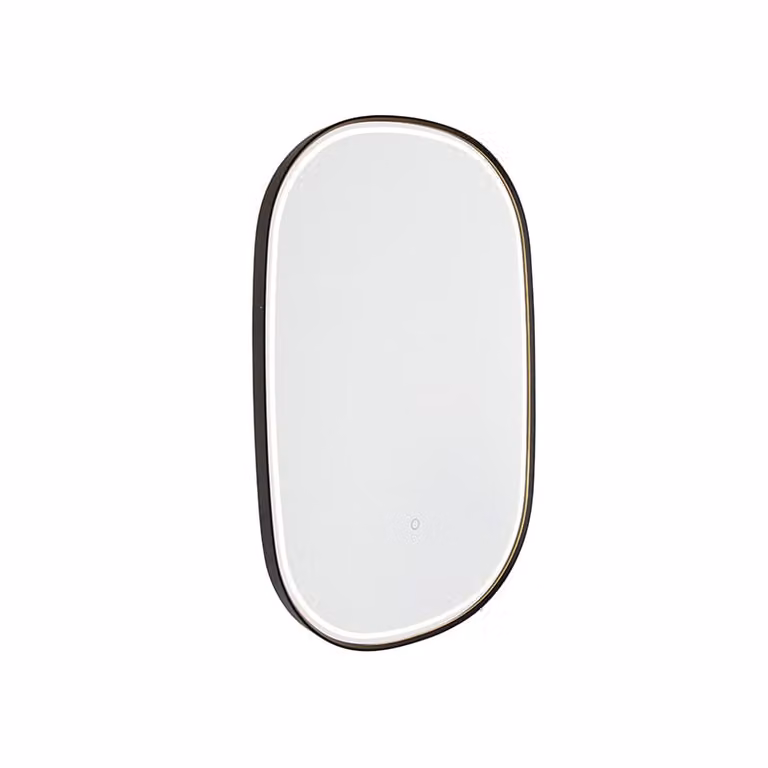 QAZQA Professional Badkamerspiegel zwart met LED-verlichting, 3-staps dimbaar en touch-bediening, ovaal