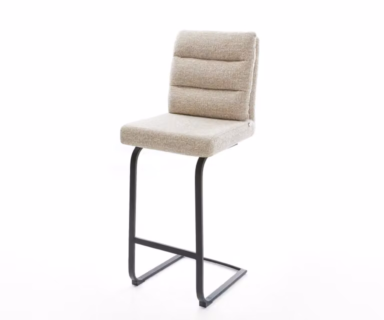 DELIFE Barstoel Modern Beige Textiel met Zwart Metalen Vrijkantelframe