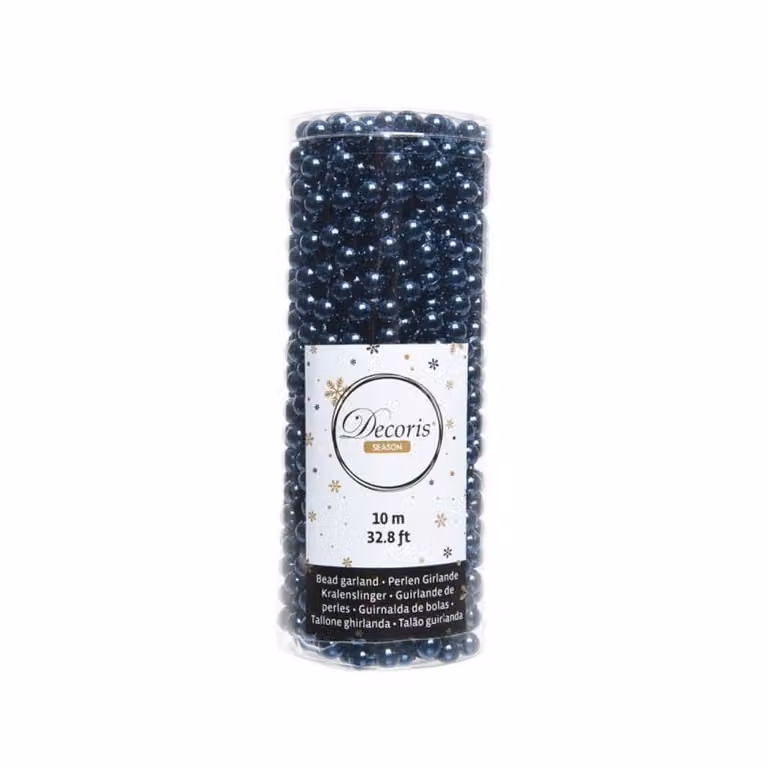 Blauwe plastic kralenslinger voor kerstdecoratie, 10 meter