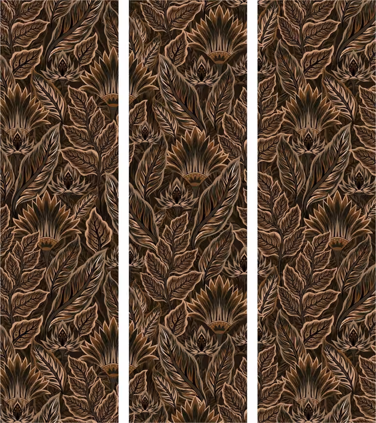 Japans Kamerscherm Dense Vegetation – 3-delig – Bruin – Houten Frame – B/D/H: 135 x 172 cm