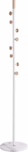 HAKU Staande kapstok modern, wit, marmer, massief hout en metaal, Hoogte: 178 cm, Diameter: 35 cm