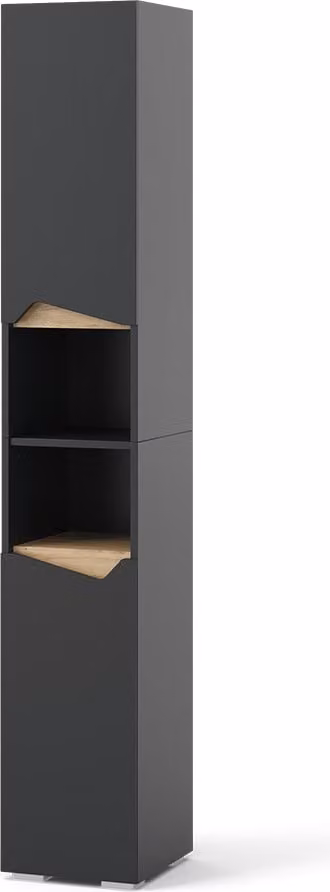Vicco Marelle Badkamerkast Antraciet/Artisan met deuren en open vakken, H: 180 cm