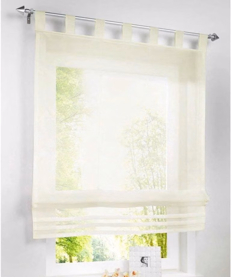 Beige Vouwgordijn met lussen - Romeins gordijn van transparant polyester - 60 x 155 cm