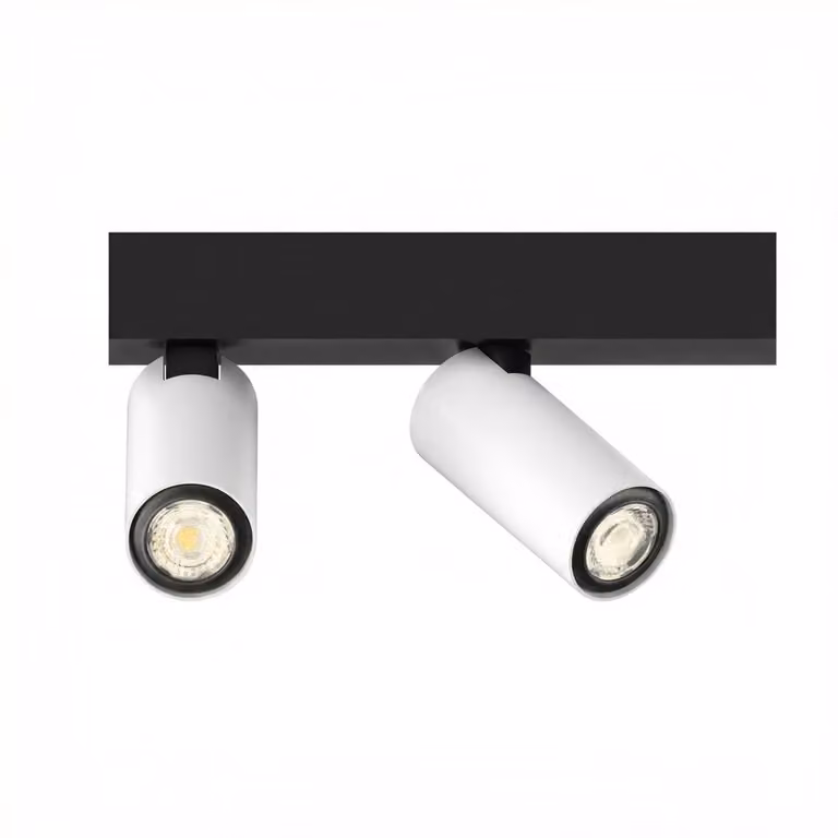 Lyora 2-lichts opbouwspot Tevo Mini zwart met wit van aluminium