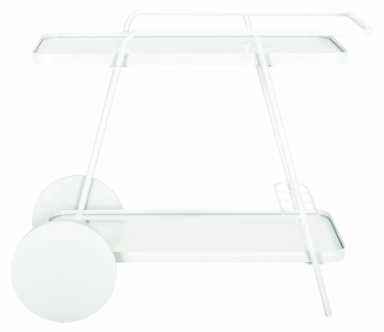 Safavieh Moderne barwagen met 2 etages en zwenkwielen, wit, B/D/H: 91 x 47 x 76 cm