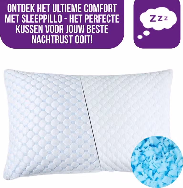 Sleeppillo Hoofdkussen - Memory Foam Traagschuim - Afstelbaar voor rug-, zij- en buikslapers