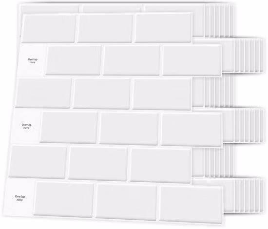 Art3d Zelfklevende keramische wandpaneel elementen met 3D-design, wit, 30 x 30 cm