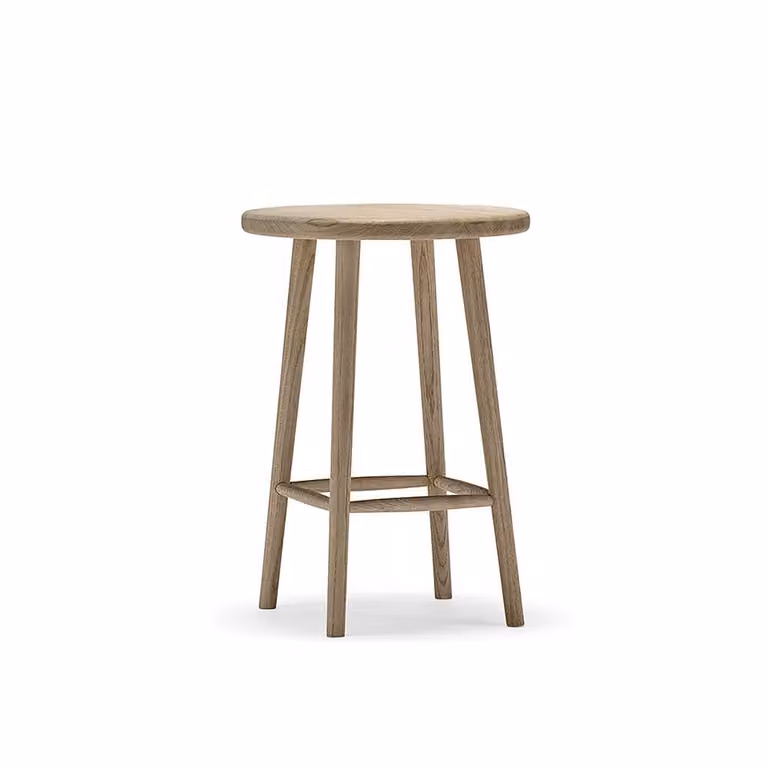 Stolab Miss Button barkruk eikenhout witgeolied medium
