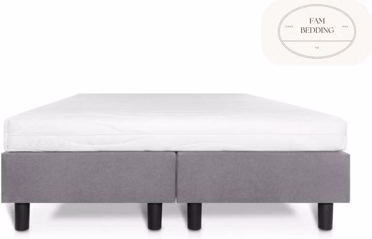 Fam Bedding Studio Luxe 2-persoons Boxspring met Pocketvering en HR-matras, Grijs, 160 x 200 cm