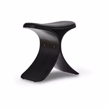 Gejst Luno kruk met eikenhout en zwart leer, B/D/H: 48 x 28 x 72 cm