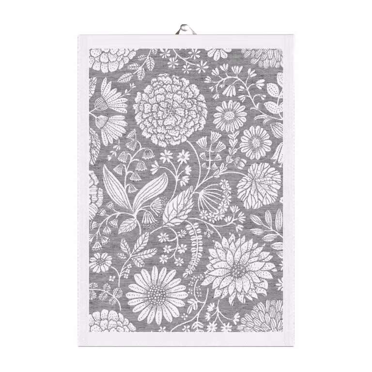 Ekelund Linneväveri Flowering keukenhanddoek - Grijs - 35 x 50 cm