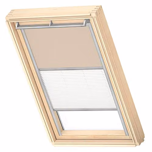 VELUX Verduisterend Rolgordijn Plissé, Beige met Grijze Geleiders, S06