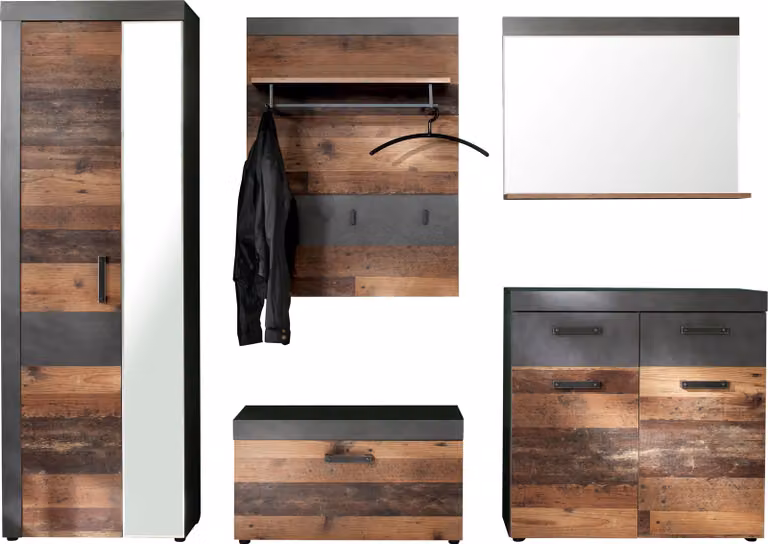 Trendteam Garderobe 5-delige set, antracietgrijs, B/D/H: 265 x 37 x 192 cm