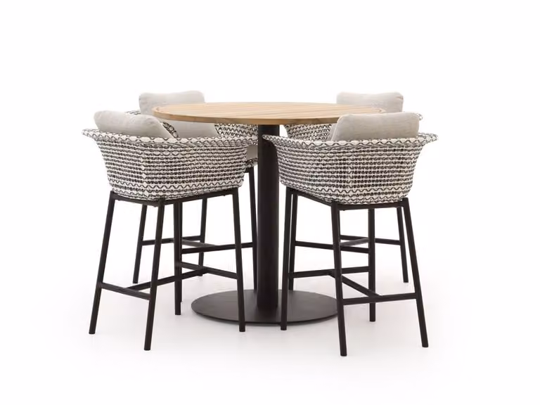 Zavelli Barset Tuinset voor 4 personen met Teak en Beige Kussens