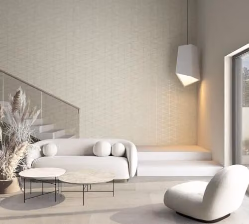 Marburg Vliesbehang Grafische Driehoeken Tegellook Beige B: 53 cm, L: 1005 cm