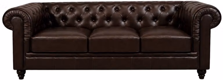Chesterfield 3-zits bankstel in donkerbruin mokka leer