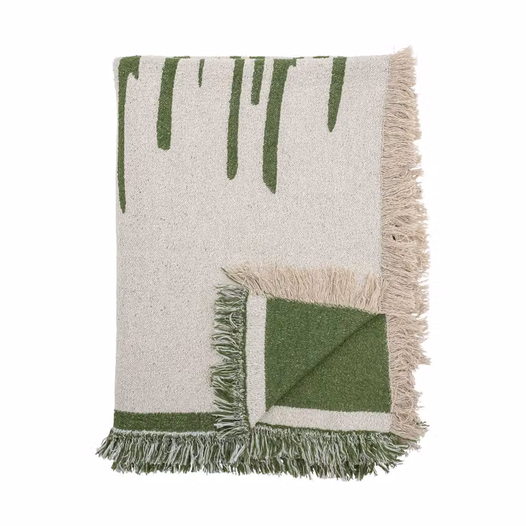 Bloomingville Haxby plaid met ruitpatroon groen wit B/D: 130 x 160 cm