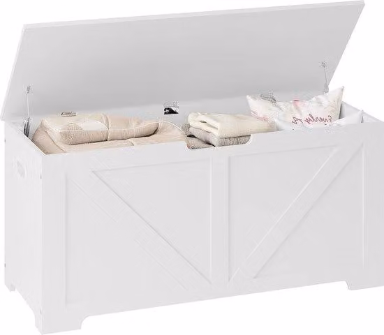 Waterdichte houten speelgoedkist voor kinderen - Wit - B/D/H: 100 x 40 x 47 cm