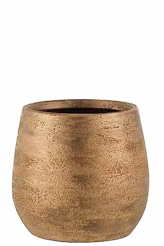 J-Line Cachepot Oneffen Ruw Keramiek Goud Groot Ø 24 cm