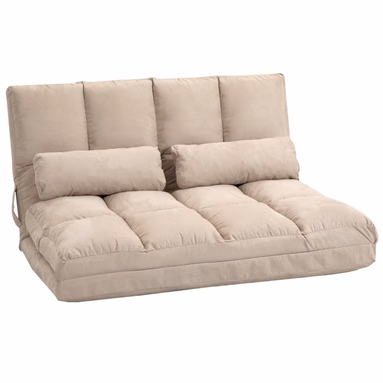 HOMCOM 2-in-1 Vloerstoel met Verstelbare Rugleuning, Beige, B: 102 cm, D: 73 cm, H: 60 cm
