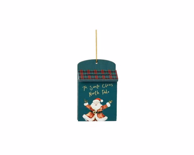 Kerst hanger mailbox van triplex hout in emerald groen, B: 6 cm, D: 3 cm, H: 9,5 cm