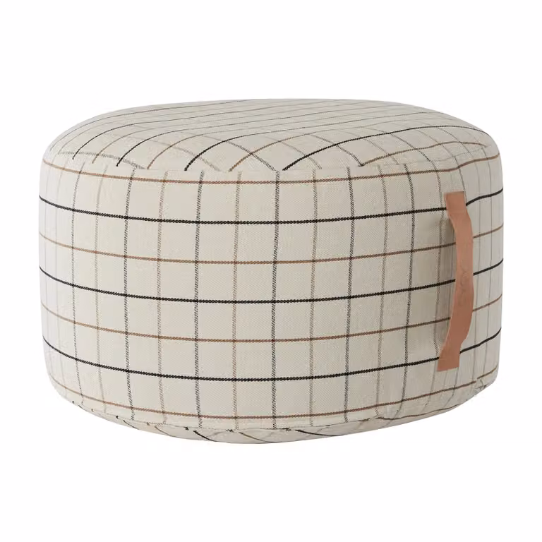 OYOY Grid poef Off white Ø65 cm