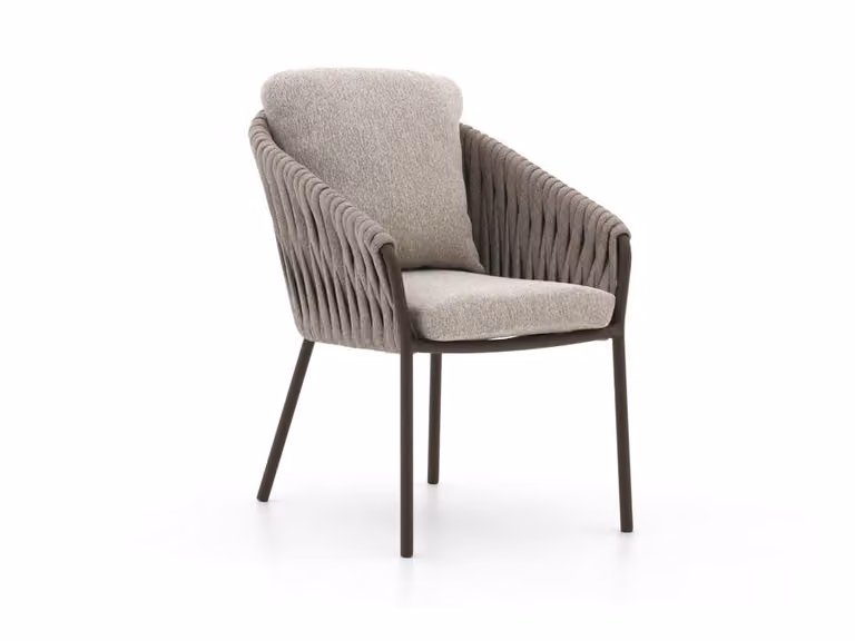 SUNS Nappa Dining tuinstoel met armleuningen in Taupe en Kees Smit Rope