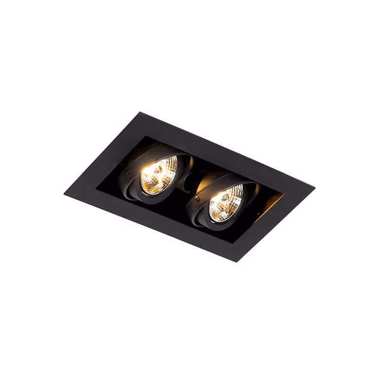Qazqa Smart inbouwspot zwart 2-lichts verstelbaar inclusief 2 Wifi GU10 LED