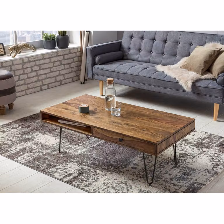 home24 Salontafel Loudet II, Bruin, B/D/H: 120 x 40 x 60 cm