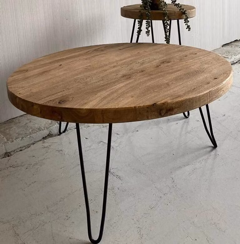 Richmond Interiors Salontafel Preston Ronde Houten Salontafel Bruin Diameter: 80 cm