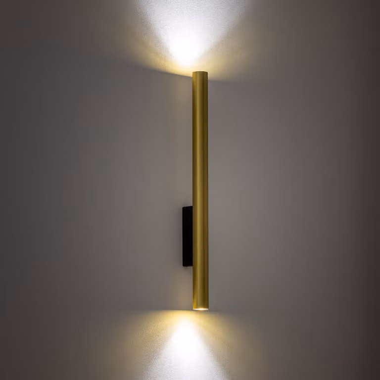 Lyora Fourty XL up & down wandspot goud/messing met LED en dimbare GU10 optie