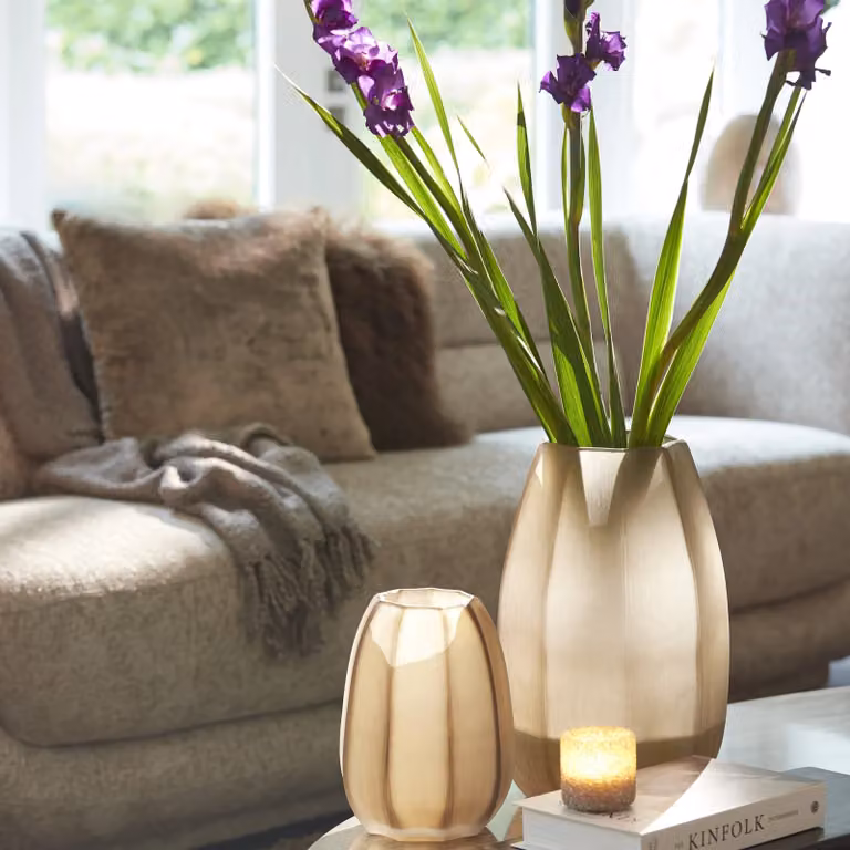 Light en Living Bradley Vaas Glas Bruin Gestreept Ø23 x 38 cm
