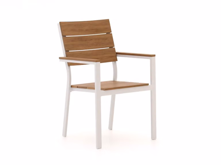 Bellagio Fidenza Dining tuinstoel met armleunnen - Wit - Polywood houtlook