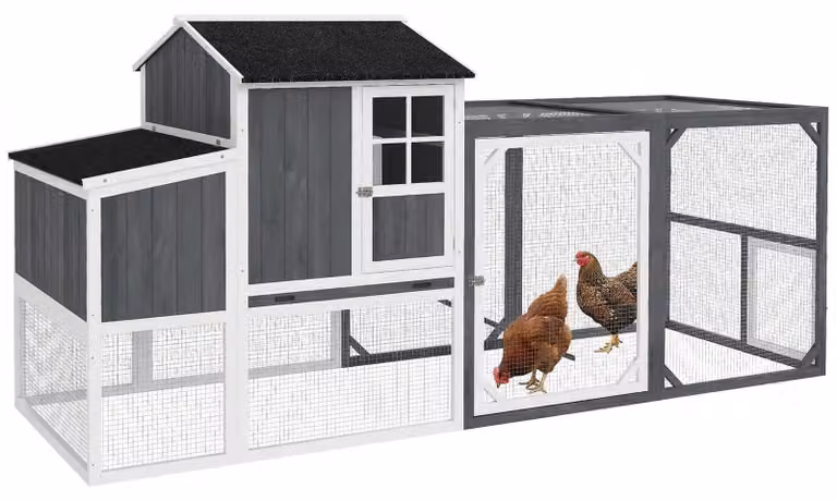 PawHut Kippenhok met omheinde ren en legbakken, B/D/H: 236,5 x 91 x 114 cm
